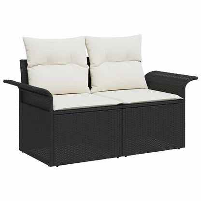 Gartensofa-set mit Kissen 8 pcs Schwarz Poly Rattan