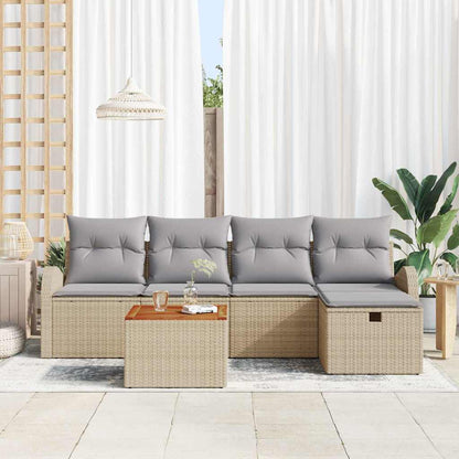 Gartensofa-set mit Kissen mit Speicher 6 pcs Beige Poly Rattan