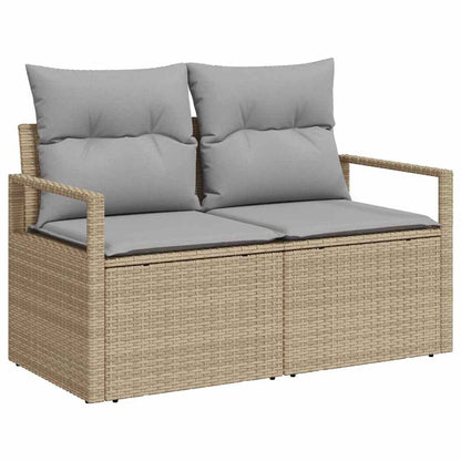 Gartensofa-set mit Kissen mit Speicher 8 pcs Beige Poly Rattan