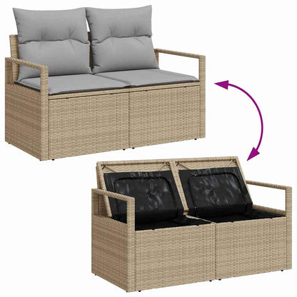 Gartensofa-set mit Kissen mit Speicher 8 pcs Beige Poly Rattan