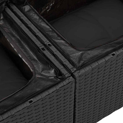 Gartensofa-set mit Kissen 6 pcs Schwarz Poly Rattan