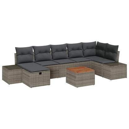 Gartensofa-set mit Kissen mit Speicher 8 pcs Grau Poly Rattan