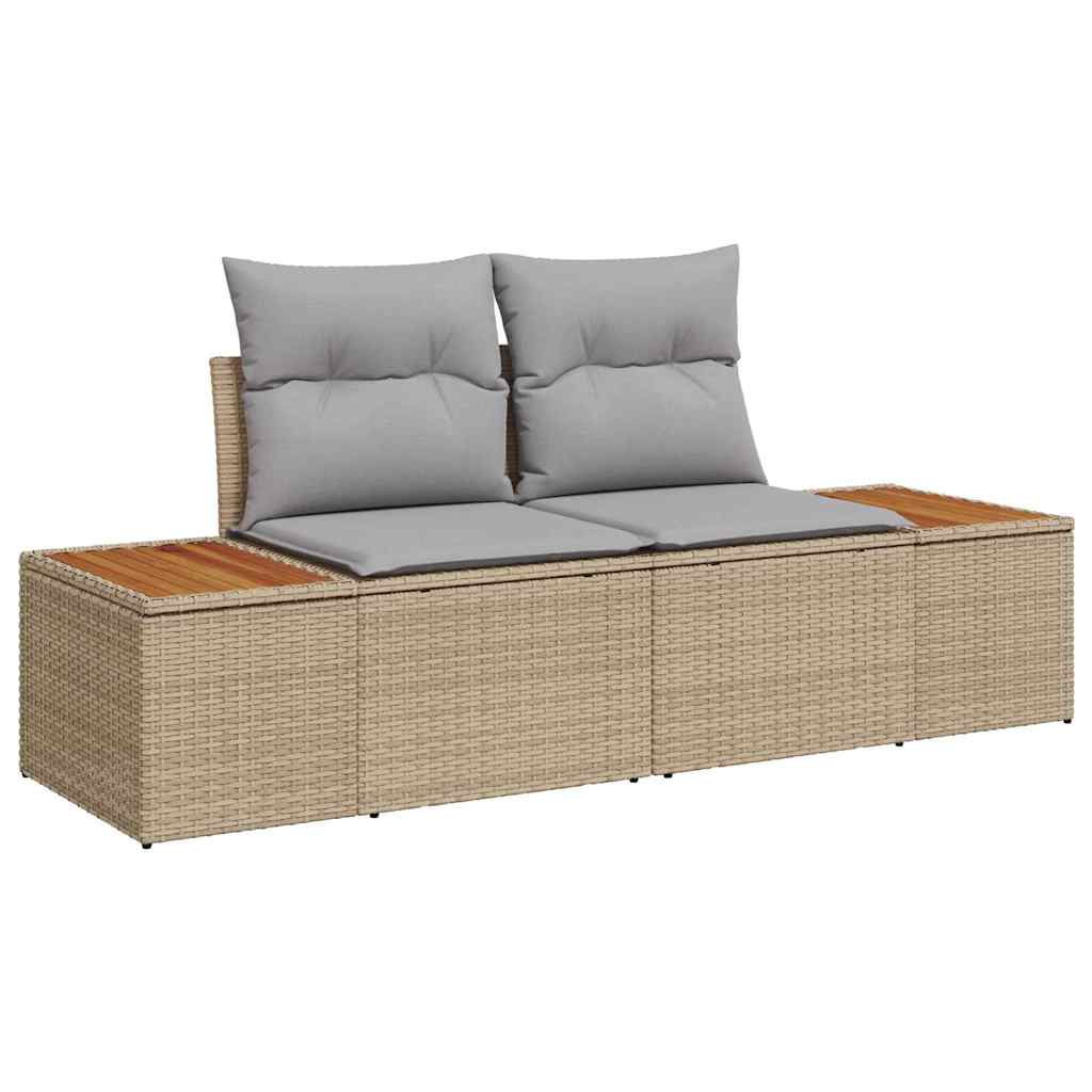 Gartensofa-set mit Kissen mit Speicher 4 pcs Beige Poly-Rattan