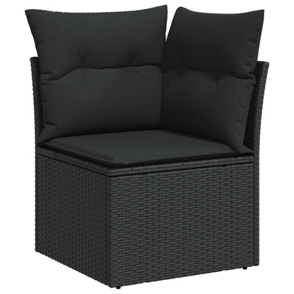 Gartensofa-set mit Kissen mit Speicher Schwarz Poly-Rattan