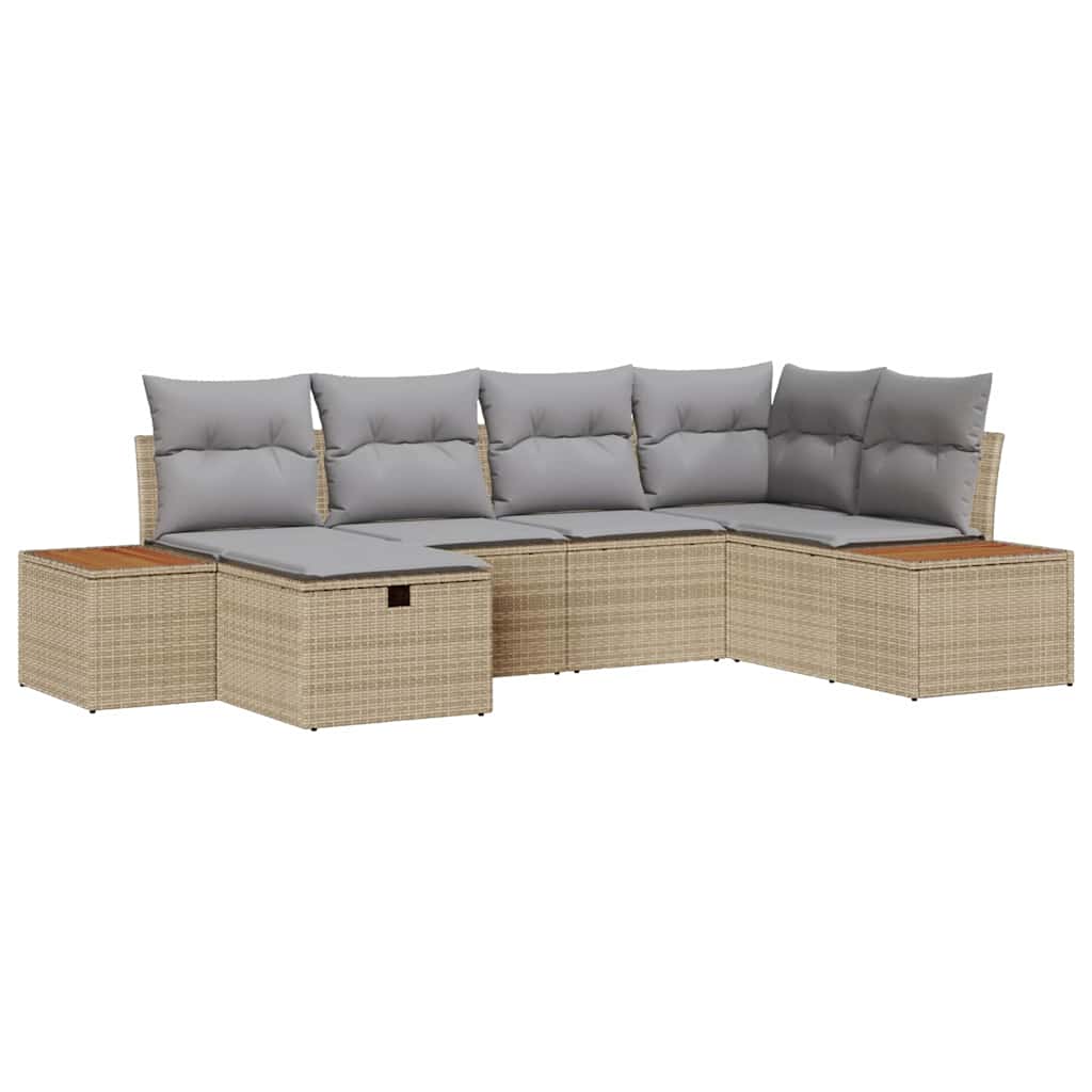 Gartensofa-set mit Kissen mit Speicher Beige Poly-Rattan