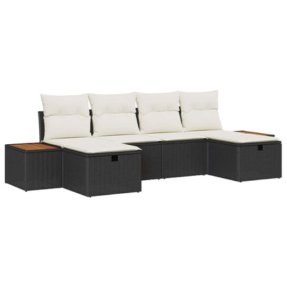 Garten-Sofa-Set 6 pcs Schwarz 55 x 62 x 69 cm Poly Rattan