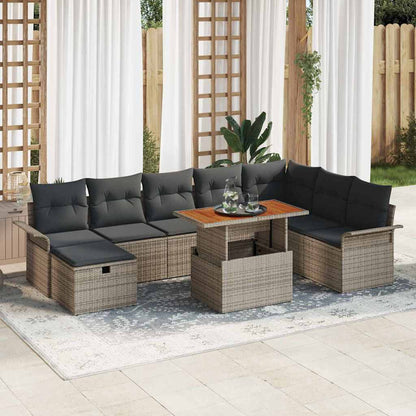 Garten-Sofa-Set 9 pcs Grau Poly-Rattan