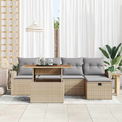 Garten-Sofa-Set 6 pcs Beige Poly-Rattan