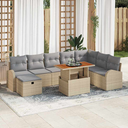 Garten-Sofa-Set 9 pcs Beige Poly-Rattan