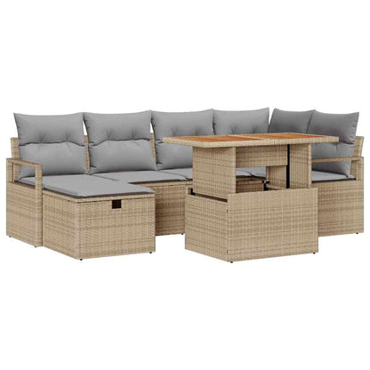 Garten-Sofa-Set 7 pcs Beige Poly-Rattan