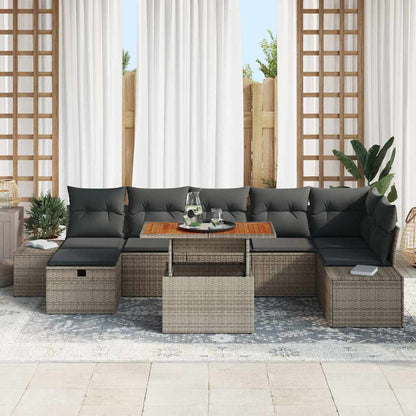 Garten-Sofa-Set 8 pcs Grau Poly-Rattan