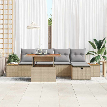 Garten-Sofa-Set 6 pcs Beige Poly-Rattan