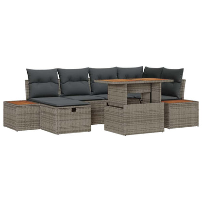 Garten-Sofa-Set 7 pcs Grau Poly-Rattan