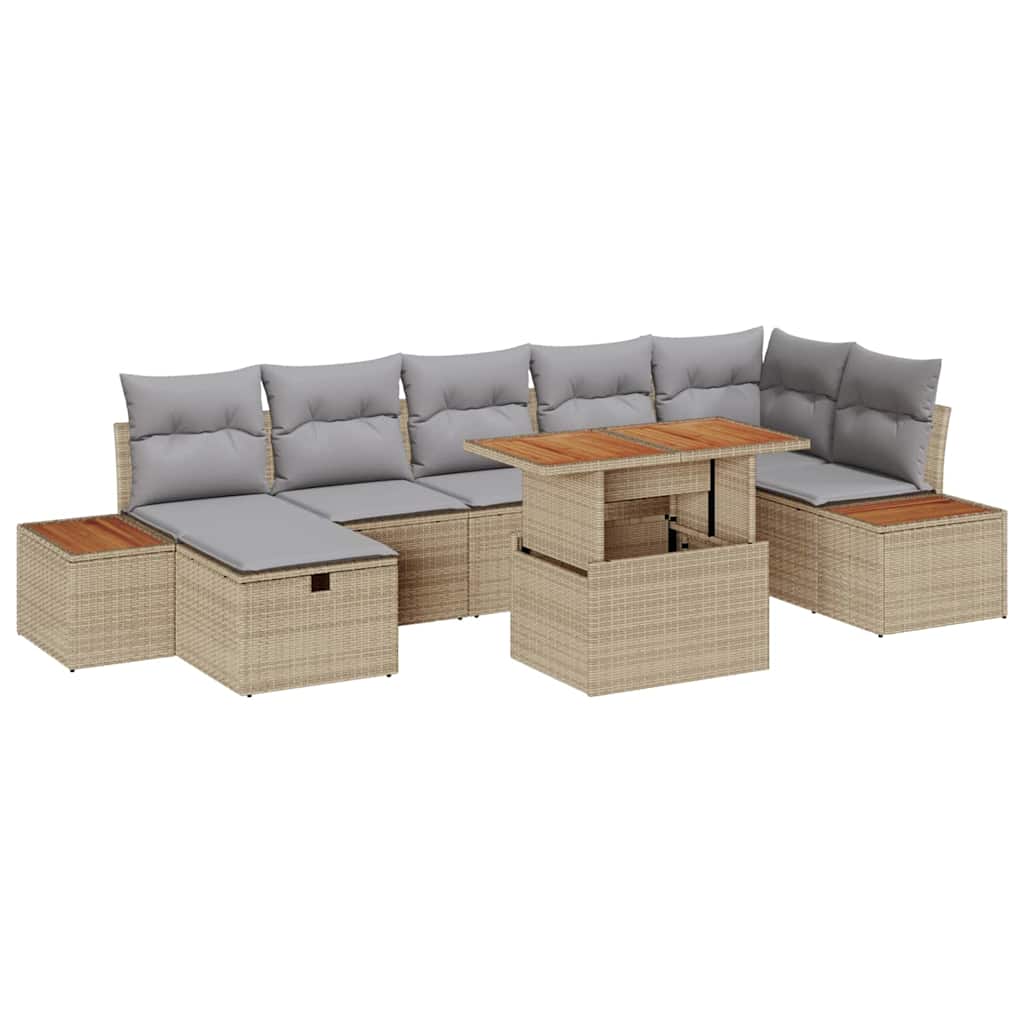 Garten-Sofa-Set 8 pcs Beige Poly-Rattan