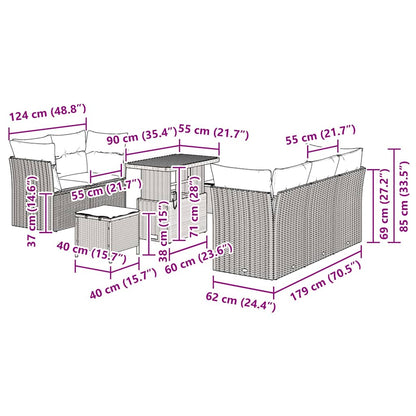 Garten-Sofa-Set 8 pcs Beige Poly-Rattan