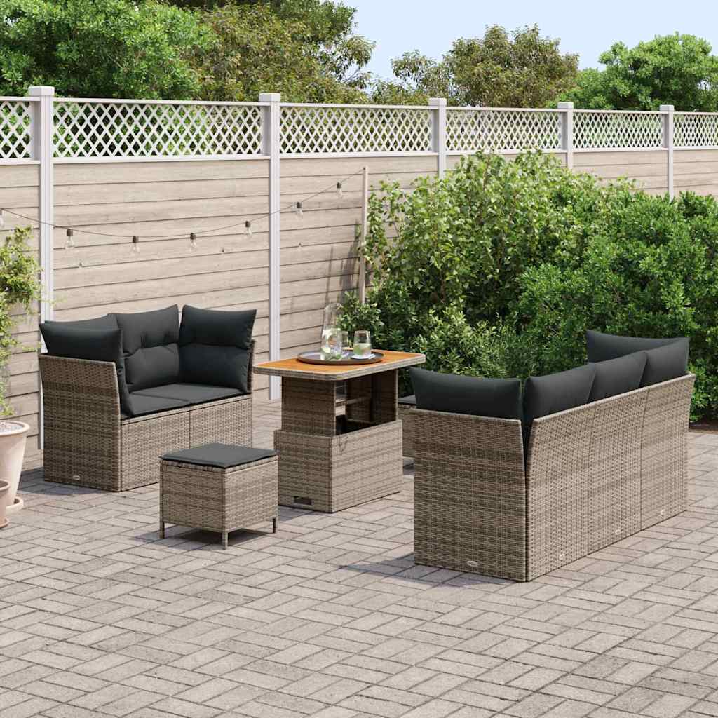 Garten-Sofa-Set 8 pcs Grau Poly-Rattan