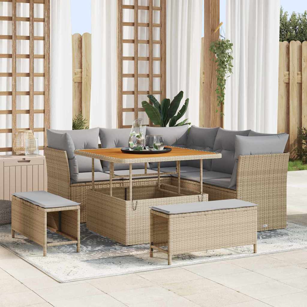 Gartensofa-set 8 pcs Beige Poly-Rattan