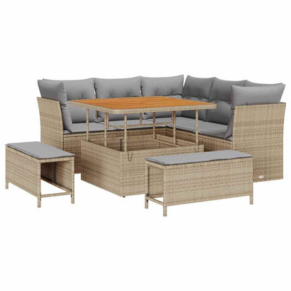 Gartensofa-set 8 pcs Beige Poly-Rattan