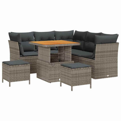 Gartensofa-set 8 pcs Grau Poly-Rattan