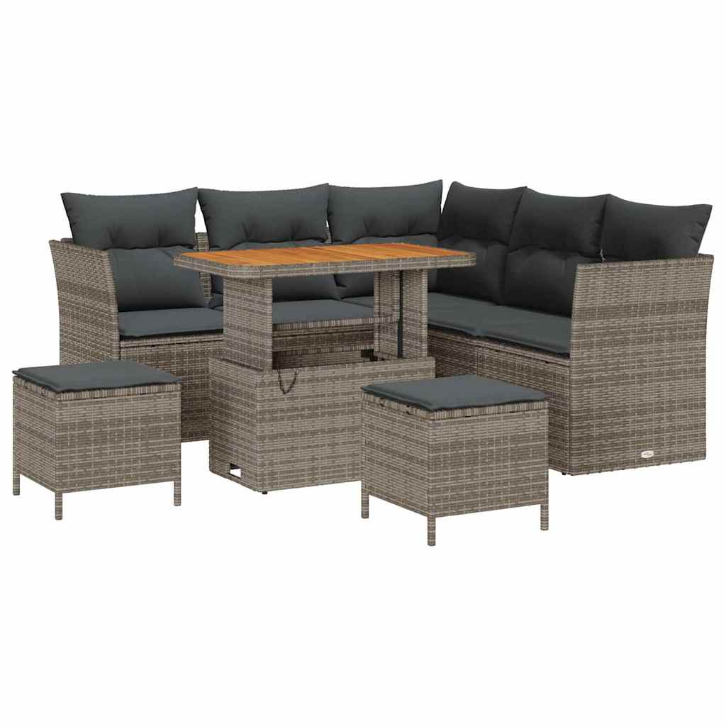 Gartensofa-set 8 pcs Grau Poly-Rattan