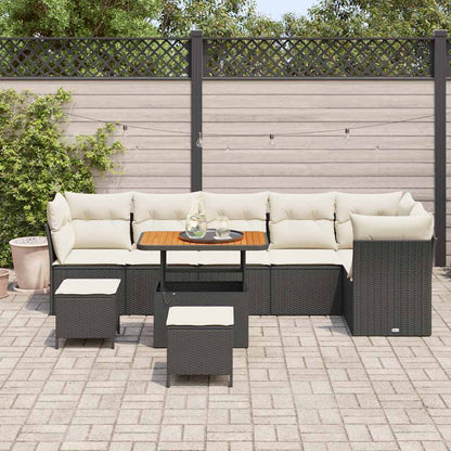 Gartensofa-set 9 pcs Schwarz Poly-Rattan