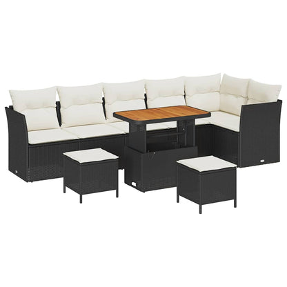 Gartensofa-set 9 pcs Schwarz Poly-Rattan