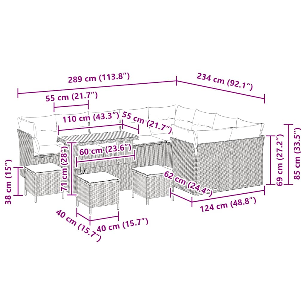 Gartensofa-set 13 pcs Beige Poly-Rattan