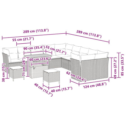 Gartensofa-set 13 pcs Beige Poly-Rattan