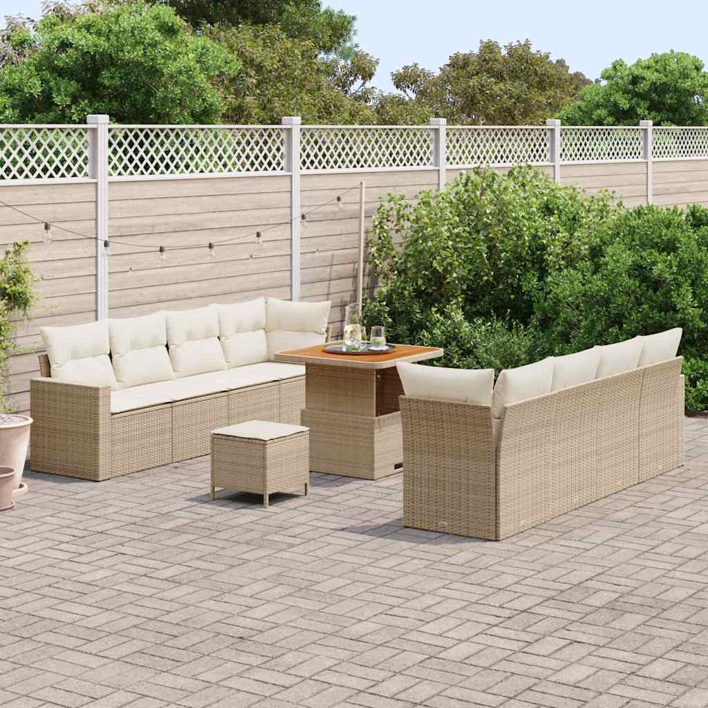 Gartensofa-set 11 pcs Beige Poly-Rattan