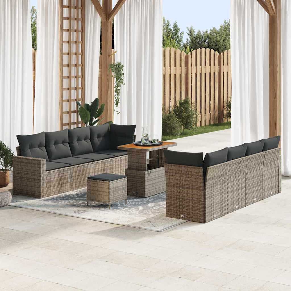 Gartensofa-set 11 pcs Grau Poly-Rattan