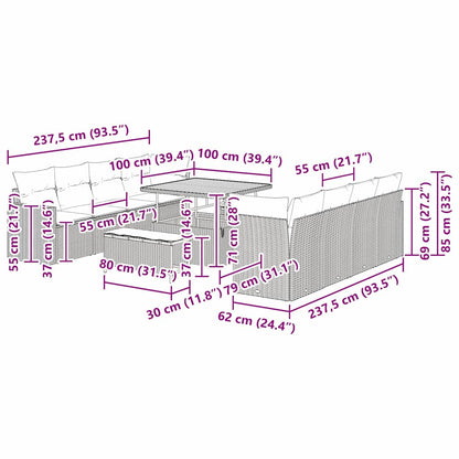 Gartensofa-set 11 pcs Grau Poly-Rattan
