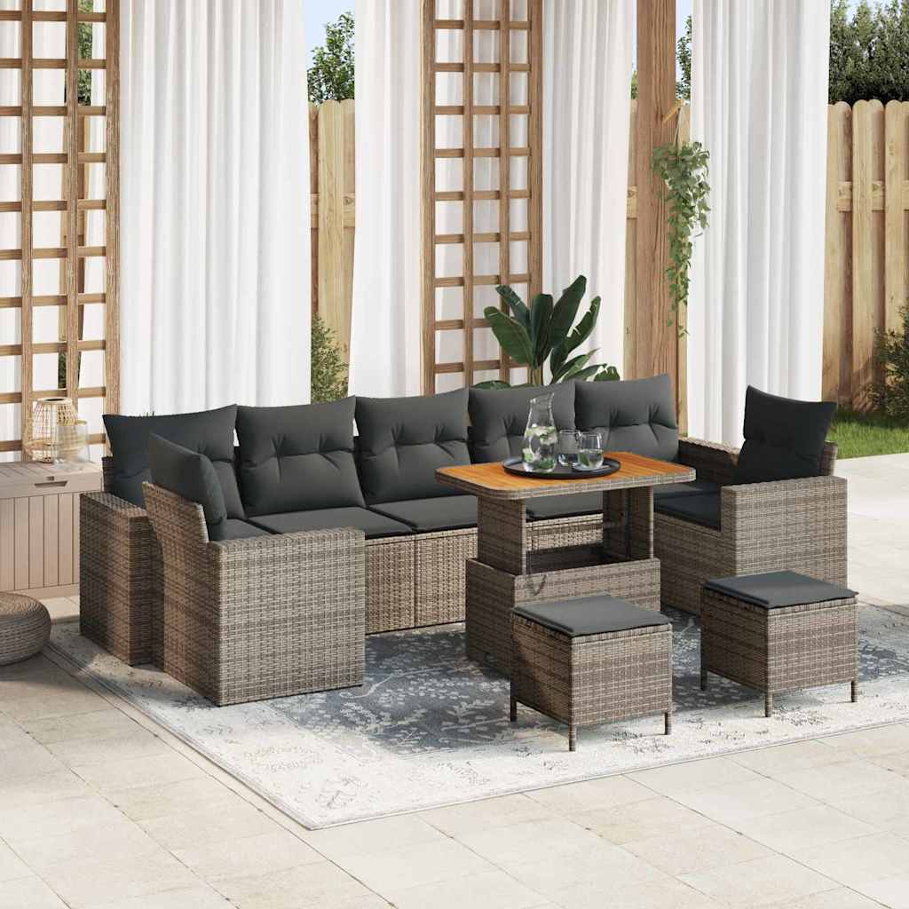 Gartensofa-set 10 pcs Grau Poly-Rattan