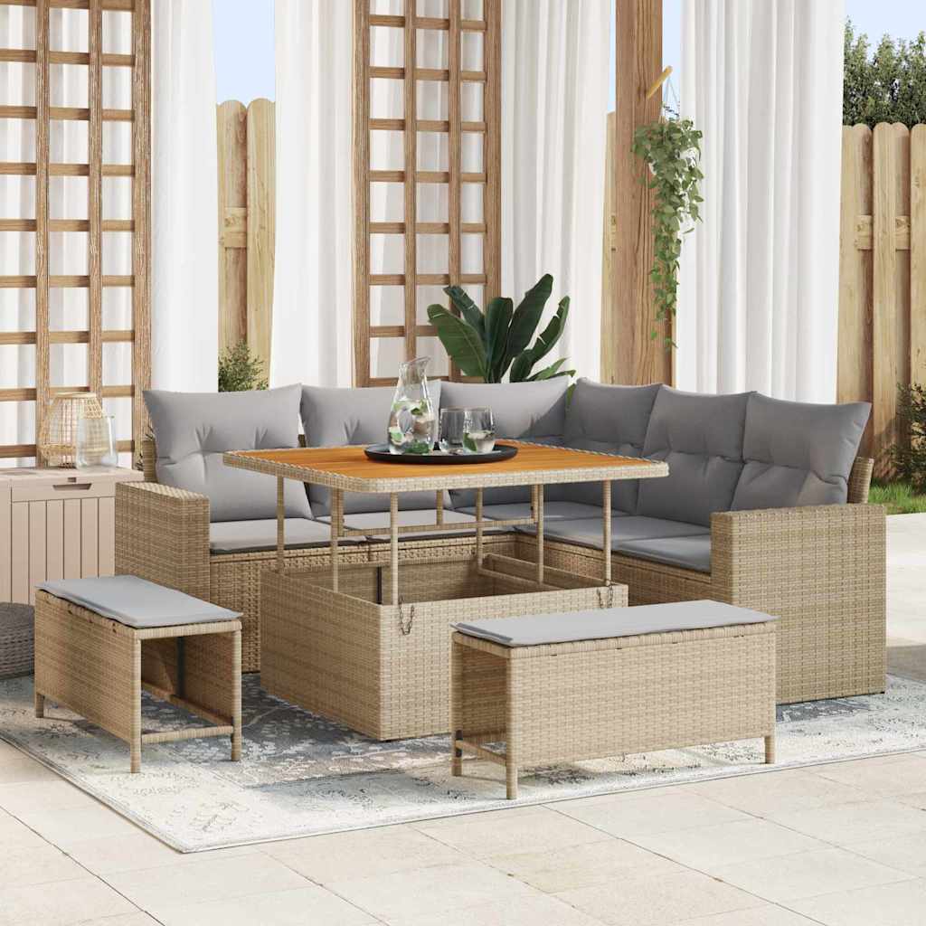 Gartensofa-set 8 pcs Beige Poly-Rattan