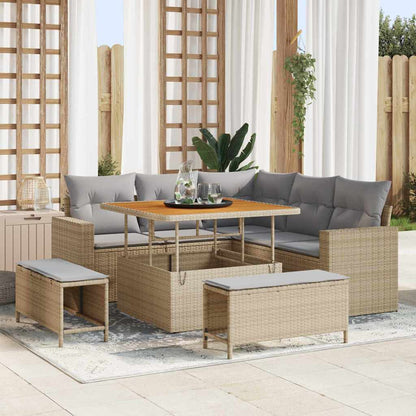 Gartensofa-set 8 pcs Beige Poly-Rattan