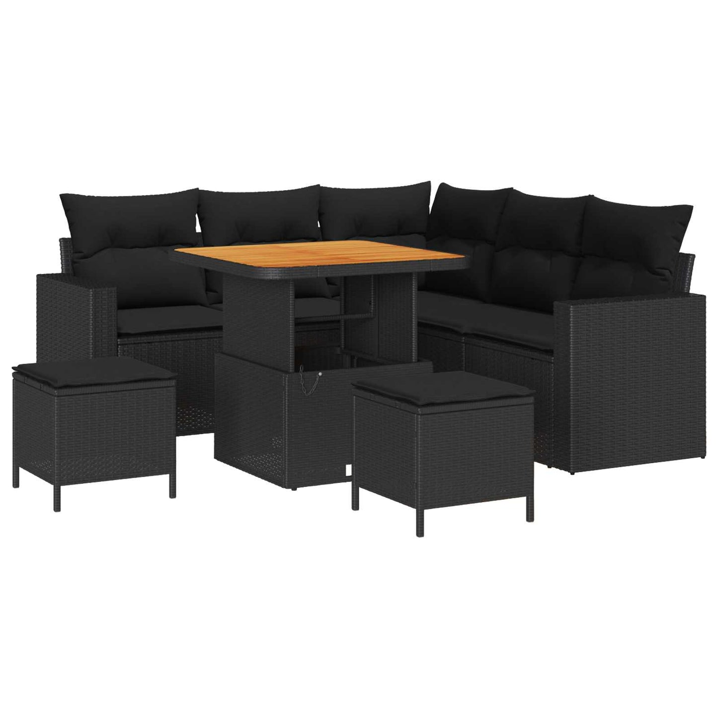 Gartensofa-set 8 pcs Schwarz Poly-Rattan
