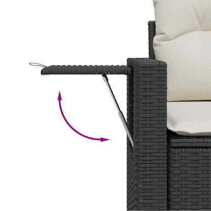 Gartensofa-set mit Kissen 8 pcs Schwarz Poly-Rattan