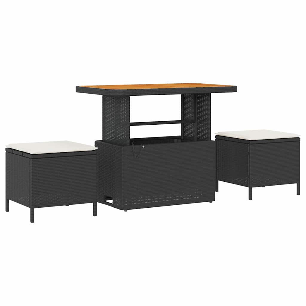 Gartensofa-set mit Kissen 9 pcs Schwarz Poly-Rattan