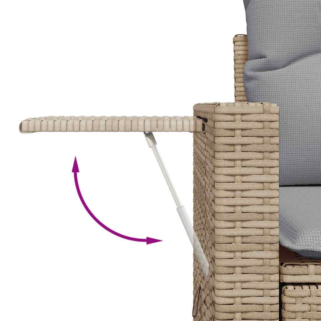 Gartensofa-set mit Kissen 9 pcs Beige Poly-Rattan