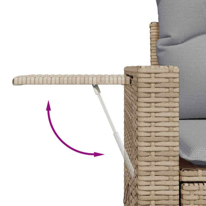 Gartensofa-set mit Kissen 9 pcs Beige Poly-Rattan