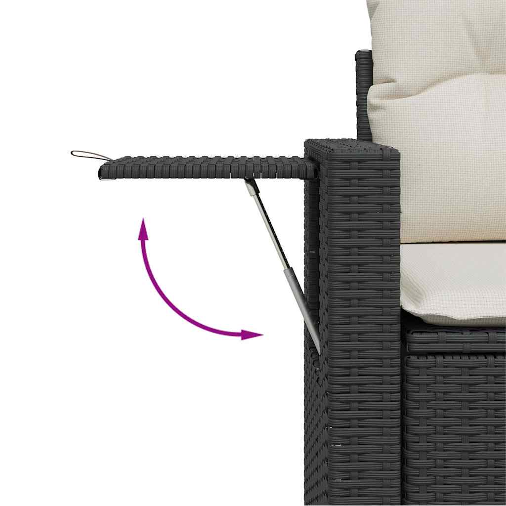 Gartensofa-set mit Kissen 10 pcs Schwarz Poly-Rattan