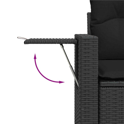 Gartensofa-set mit Kissen 8 pcs Schwarz Poly-Rattan