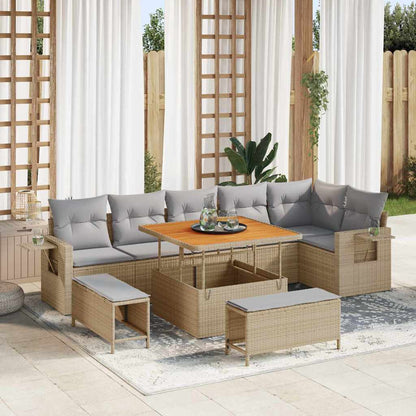Gartensofa-set 9 pcs Beige Poly-Rattan