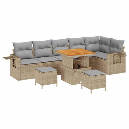 Gartensofa-set 9 pcs Beige Poly-Rattan