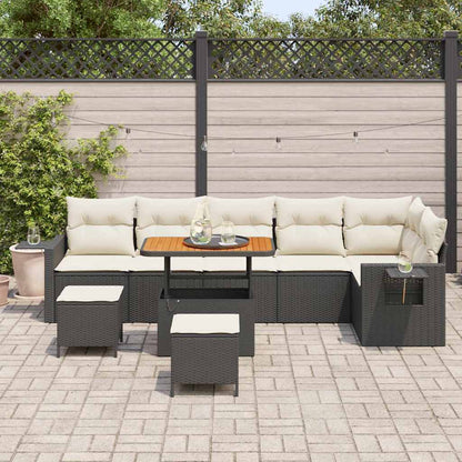 Gartensofa-set 9 pcs Schwarz Poly-Rattan