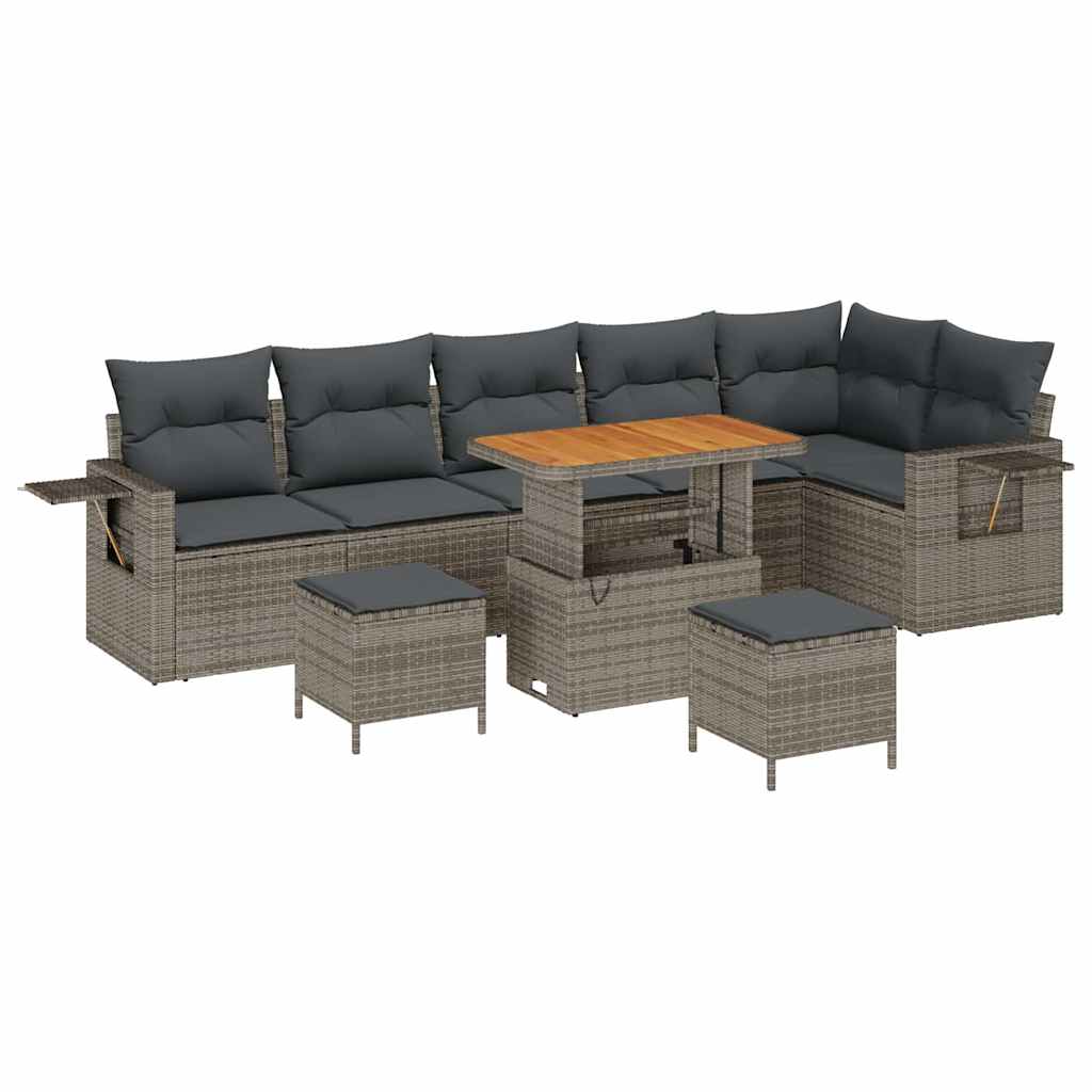 Gartensofa-set 9 pcs Grau Poly-Rattan