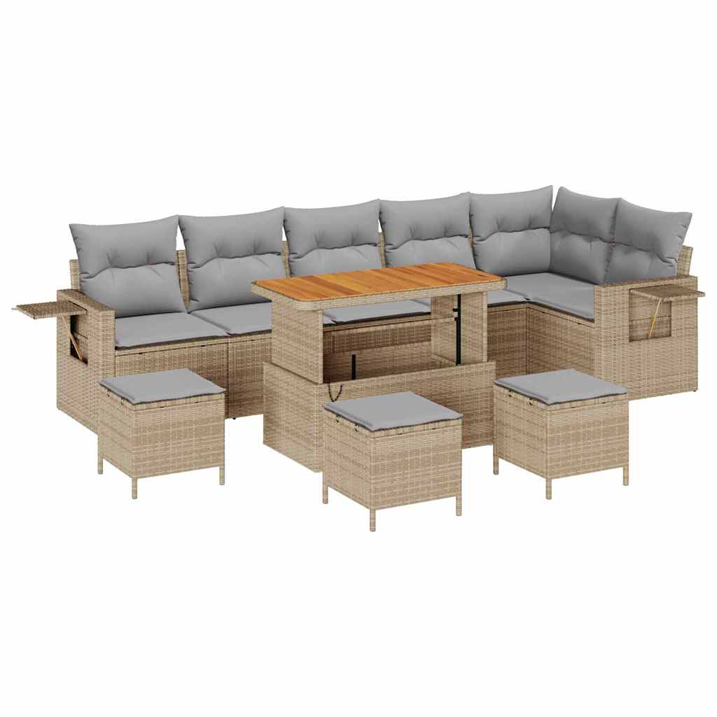 Gartensofa-set 10 pcs Beige Poly-Rattan