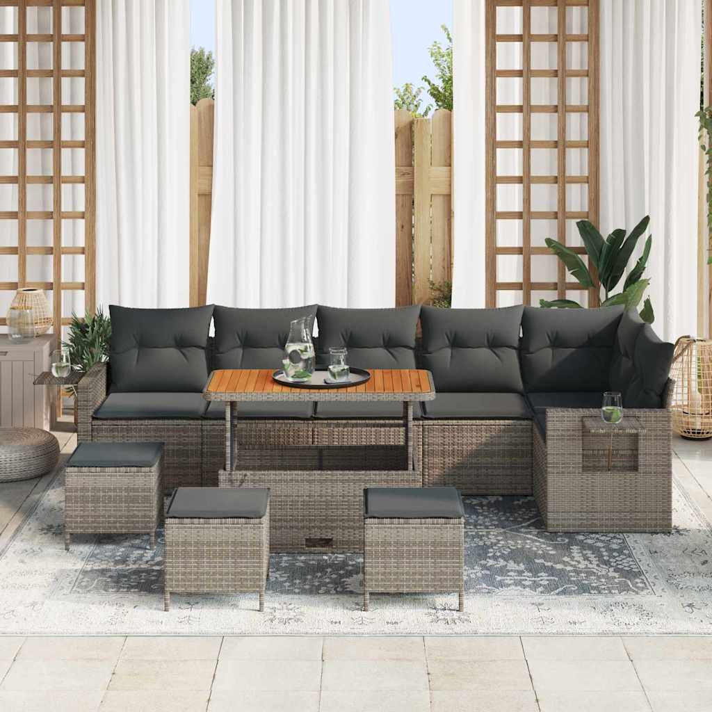 Gartensofa-set 10 pcs Grau Poly-Rattan