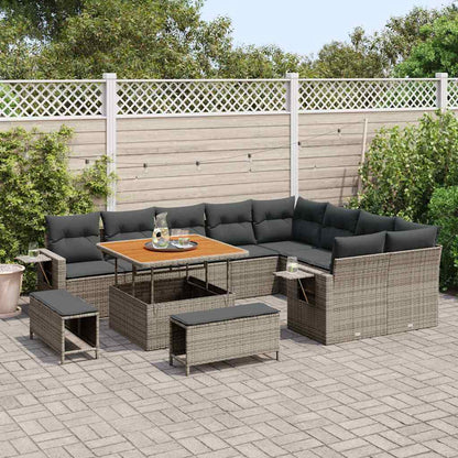Gartensofa-set 12 pcs Grau Poly-Rattan