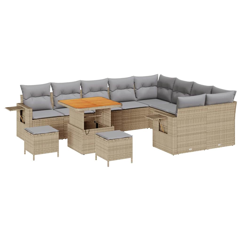 Gartensofa-set 12 pcs Beige Poly-Rattan