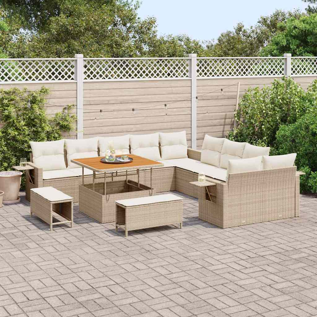 Gartensofa-set 13 pcs Beige Poly-Rattan